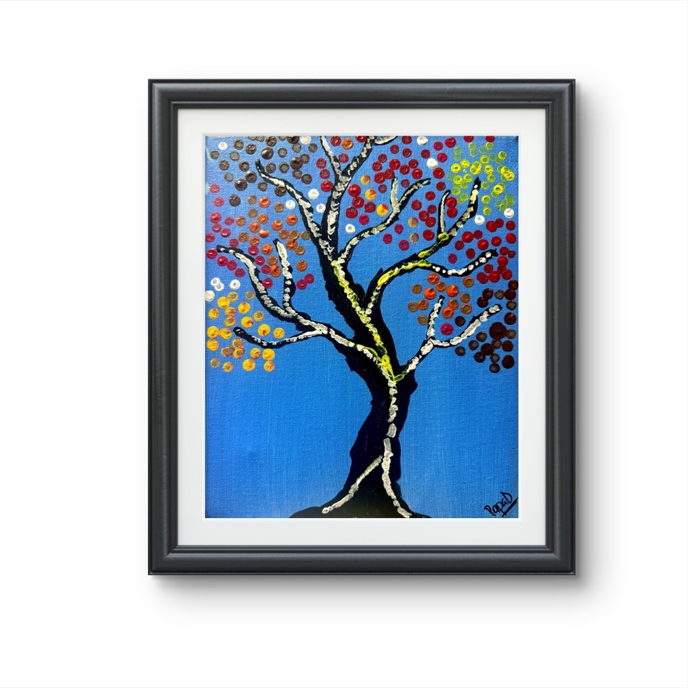 Papa Diouf Original Painting Abstract Tree Multi-color 8x10 New